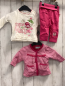 Preview: 3tlg neu Blue seven Sweatjacke + Langarmshirt + Hose Gr. 62  pink weiß gestreift + weiß Schrift Vogel + pink