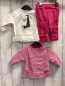 Preview: 3tlg neu Blue seven Sweatjacke + Langarmshirt + Hose Gr. 62  pink weiß gestreift + weiß Schrift Vogel + pink