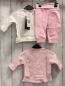 Preview: 3tlg neu Blue seven Sweatjacke + Langarmshirt + Hose Gr. 68  rosa weiß gestreift + weiß Schrift Vogel + rosa