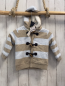 Preview: Boboli neu Strickjacke Gr. 74  hellblau beige Streifen gefüttert Kapuze