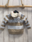 Preview: Boboli neu Strickjacke Gr. 74  hellblau beige Streifen gefüttert Kapuze
