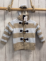 Preview: Boboli neu Strickjacke Gr. 80  hellblau beige Streifen gefüttert Kapuze