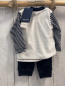 Preview: 2tlg blue seven neu Pullover + Jogginghose Gr. 68  weiß + schwarz weiß gestreifte Ärmel + schwarz Nicky