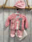 Preview: 4tlg Boboli neu Pullover + Hose + Mütze + Beutel Gr. 56  himbeere Giraffen + himbeere weiß gestreift 