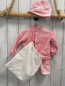 Preview: 4tlg Boboli neu Pullover + Hose + Mütze + Beutel Gr. 56  himbeere Giraffen + himbeere weiß gestreift 