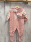 Preview: 3tlg Boboli neu Strickoverall + Mütze + Beutel Gr. 62  rosa weiß Streifen + Stern 