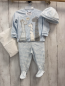 Preview: 4tlg Boboli neu Pullover + Hose + Mütze + Beutel Gr. 68  hellblau Giraffen + hellblau weiße Streifen
