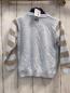 Preview: Boboli neu Pullover Gr. 86  hellblau beige Streifen + Stern Strick