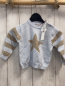 Preview: Boboli neu Pullover Gr. 80  hellblau beige Streifen + Stern Strick