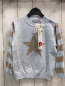Preview: Boboli neu Pullover Gr. 86  hellblau beige Streifen + Stern Strick