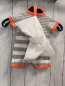 Preview: 2tlg Boboli neu Playsuit + Beutel Gr. 56  grau weiß gestreift orange Bund Strick