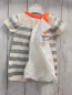Preview: 2tlg Boboli neu Playsuit + Beutel Gr. 56  grau weiß gestreift orange Bund & Herzen Strick