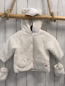 Preview: 2tlg Boboli neu Plüschjacke + Handschuhe Gr. 74  weiß Kapuze mit Ohren