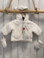 Preview: 2tlg Boboli neu Plüschjacke + Handschuhe Gr. 56  weiß Kapuze mit Ohren
