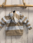 Preview: Boboli neu Strickjacke Gr. 68  hellblau beige Streifen Strick Kapuze Knebelknöpfe