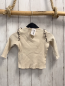 Preview: H&M  Langarmshirt  Gr. 74  beige Rippen Rüschen mit schwarzen Nähten 