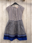 Preview:   Kleid  Gr. 134  blau weiße Streifen + blauer Saum 