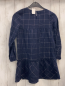 Preview: neu Review  Kleid  Gr. 140  blau golden glitzer kariert + weiß silber SStickerei 