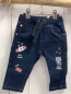 Preview: Orsolino  Hose  Gr. 68  blau Jeans Waschbär Schrift Gummizugbund mit Kordel 