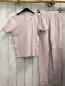 Preview: 2tlg  Schlafanzug  Gr. 146/152   T-Shirt + Leggings rosa mit Lochmuster 