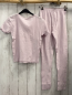 Preview: 2tlg  Schlafanzug  Gr. 146/152   T-Shirt + Leggings rosa mit Lochmuster 