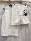 Preview: 2tlg Benetton  Top + Shorts  Gr. 152  weiß ocker schwarzes Rechteck mit weißer Schrift 