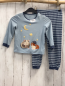 Preview: 2tlg  Schlafanzug  Gr. 110  hellblau Meerschweinchen Mond Sterne + blau hellblaue Streifen