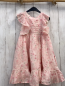 Preview:   Kleid  Gr. 128  rosa Blumen türkis Blätter weißer Häkelsaum 