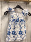 Preview: Zara  Kleid  Gr. 80  weiß hellblaue Blumenstickerei rüschen 