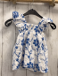 Preview: Zara  Kleid  Gr. 80  weiß hellblaue Blumenstickerei rüschen 