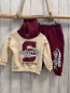Preview: 2tg De Facto Pullover + Hose Gr. 86  rot beige weiße Schrift