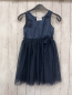 Preview: H&M  Kleid  Gr. 128  blau Tüllüberrock mit goldenen Glitzerpunkten Rosette 