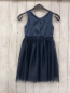 Preview: H&M  Kleid  Gr. 128  blau Tüllüberrock mit goldenen Glitzerpunkten Rosette 