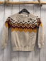Preview:   Pullover  Gr. 110  beige Strick + ocker braun dunkelbraun weißes Muster mit Zackenstreifen 
