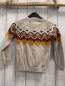 Preview:   Pullover  Gr. 110  beige Strick + ocker braun dunkelbraun weißes Muster mit Zackenstreifen 