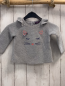 Preview: Sergent Major  Pullover  Gr. 74  grau mit silber Glitzer Strick Tierkopf Rüschenbund 