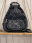 Preview: Guess  Rucksack schwarz silber Emblem + Nähte 