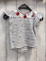 Preview:   T-Shirt  Gr. 86  weiß blaue Streifen Blumen rote Pailettenerdbeeren 