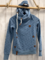 Preview: Naketano  Pullover  Gr. 152  hellblau graue Anker + Punkte Kapuze braune Applikationen 