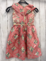Preview:  Kleid  Gr. 116  rot hellgrau silber weißer Druck weiße Stickerei 
