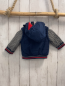 Preview:   Jacke  Gr. 68  blau gesteppt + graue Strickärmel mit Zöpfen + blau roter Streifenbund 