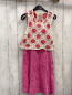 Preview: Jonas Nielsen  Kleid  Gr. 134/140  beige Häkeloberteil mit Blumen pink Kleid mit Struktur