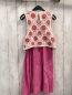 Preview: Jonas Nielsen  Kleid  Gr. 134/140  beige Häkeloberteil mit Blumen pink Kleid mit Struktur