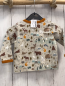 Preview: alana  Langarmshirt  Gr. 74  grau Berge Tiere Tannen ocker Bund 