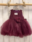 Preview: neu  Kleid  Gr. 80  brombeere Oberteil mit Blumen große Rosette Tüllüberrock 