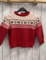 Preview: Vertbaudet  Pullover  Gr. 116  weiß rot Strick Muster mit Zackenstreifen + Hirschen 