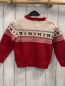 Preview: Vertbaudet  Pullover  Gr. 116  weiß rot Strick Muster mit Zackenstreifen + Hirschen 