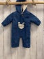 Preview: Vertbaudet  Overall  Gr. 56/62  blau jeansoptik beige Plüschhasenkopf + -futter 