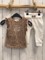 Preview: 2tlg Feetje T-Shirt + Leggings Gr. 74  beige Leoprint + weiß Leoprint Schleife