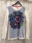 Preview: Desigual  Langarmshirt  Gr. 158  weiß blaue Streifen bunte Blumen mit Steinen 